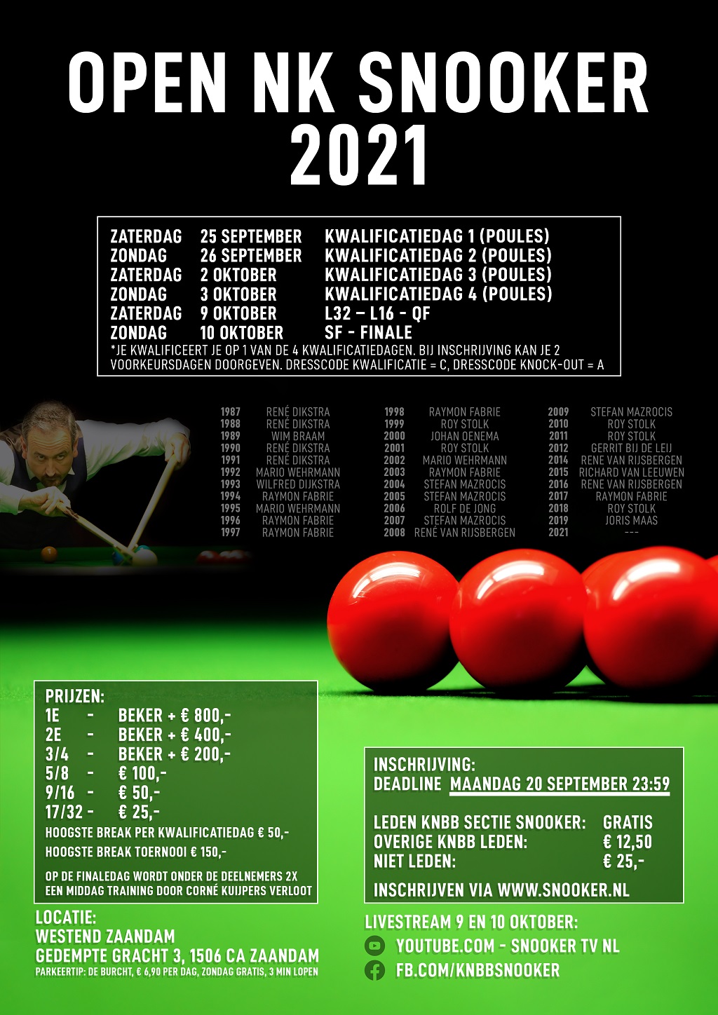 Alles over het Open NK Snooker 2021 KNBB