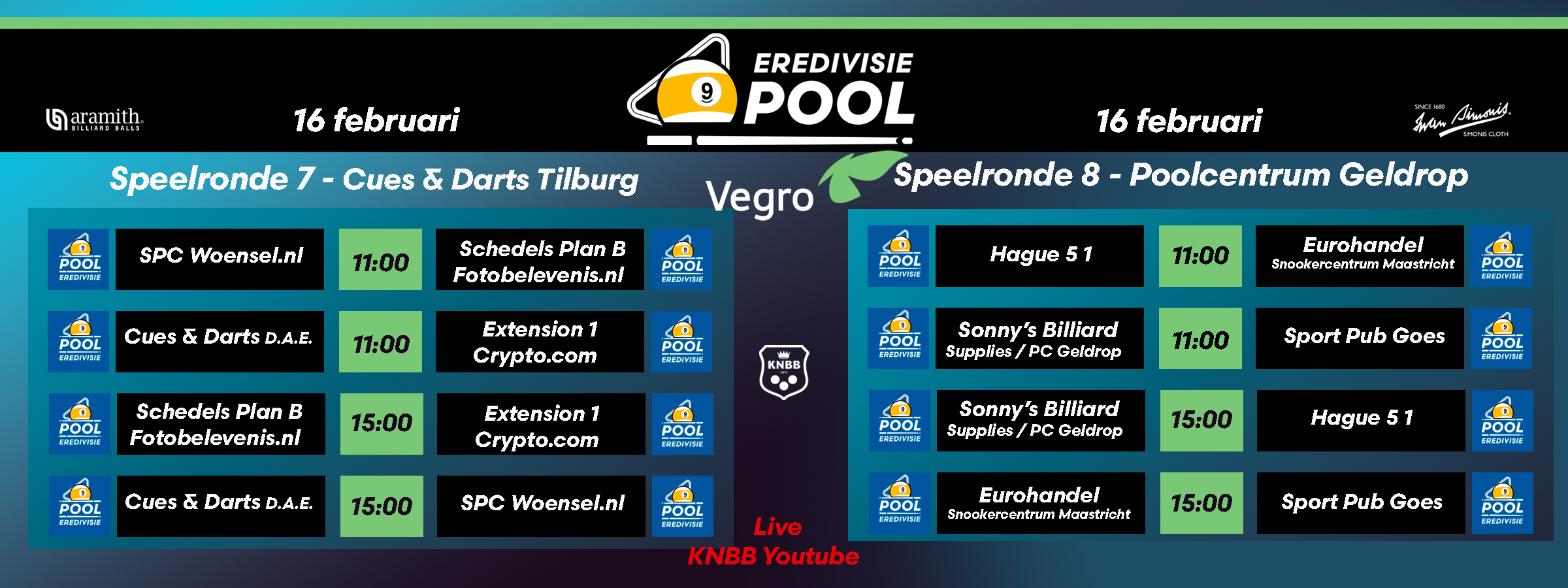 Eredivisie Pool ronde 7 en 8: Krakers in Poolcentrum Geldrop | KNBB